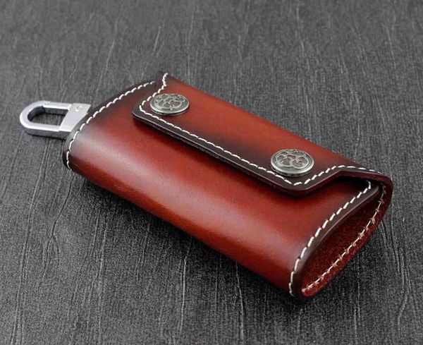 Schlüsselanhänger Vintage-Schlüsselanhänger aus echtem Leder, Ringetui, Tasche, handgefertigt, Autoschlüsselhalter KK23Keychains
