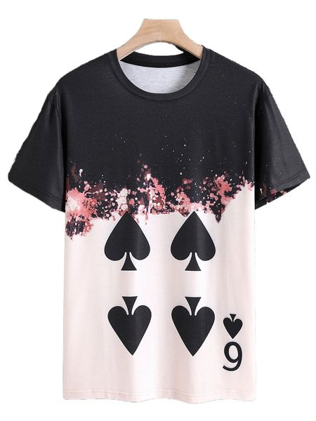 

men playing card print tee n1eh#, White;black