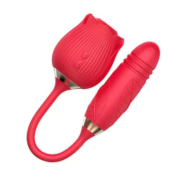 Rosenvibrator-Spielzeug für Frauen, Saugvibratoren mit vibrierendem Ei, 2-in-1-Zungenlecker, Sexspielzeug für Erwachsene für Paare