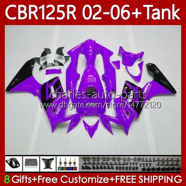 + Fairings de Tank OEM para Honda CBR 125R CBR 125 R CC CB125R 2002 2003 2004 2005 2006 Corpo 124No.105 CBR-125 CBR125RR 02-06 CBR-125R 125cc Purple BLK 02 03 04 05 06 TRABALHO