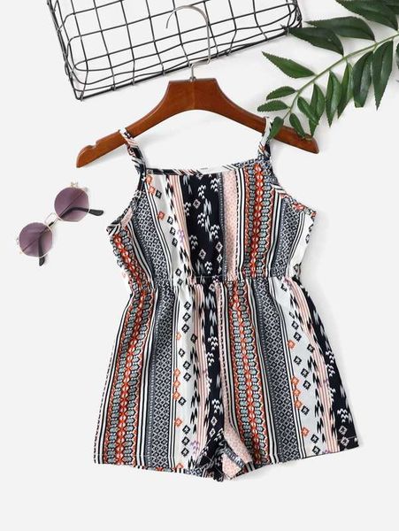 

toddler girls striped & geo print romper she, Blue