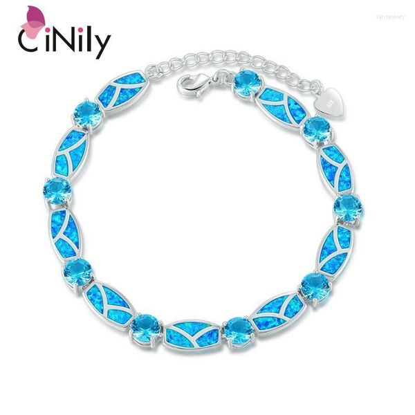 Catena a maglie CiNily Pink Blue Fire Opal Stone Bracciali Braccialetti Colore oro rosa Linee placcate argento Gioielli vintage Regali DonnaLink Lars