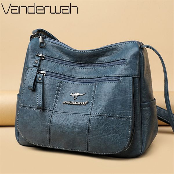 

many pockets shoulder crossbody bags for women brand leather ladies designr handbags winter style messenger bags sac a main 220815