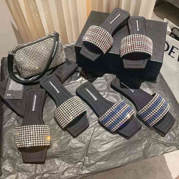 

slippers summer aw king net red flat bottom one-sided slippers women wear fashionable square head sandals lg7n, Black
