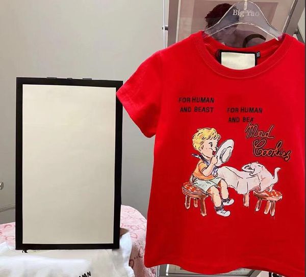 

girl kids cotton t-shirts short sleeve tees boys children casual letters printed pattern baby pullover big 1-16 years red and more colors, Blue