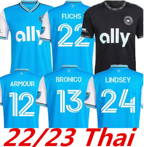 

2022 charlotte fc soccer jersey home away black mls 22 23 adults men football shirt uniform adam armour brandt bronico alcivar corujo fuchs, Black;yellow