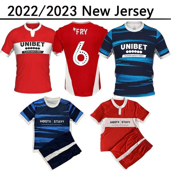 

2022 2023 fletcher middlesbrough soccer jerseys michael fletcher flint wing assombalonga akpom 22 23 home red away blue men kids kits full s, Black;yellow