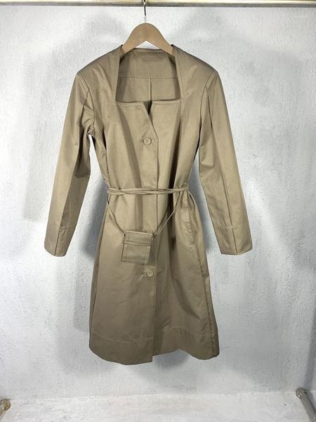 Donna 2022 Moda di alta qualità manica lunga colletto quadrato marsupio cintura giacca a vento 0914 giacche da donna