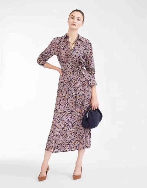 

casual dresses  family spring and summer unlined digital printing shirt collar medium long silk dress female, Black;gray