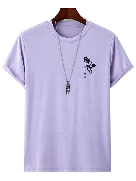 

men floral & japanese letter graphic tee h5ta#, White;black