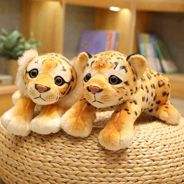 CM Real Life Plush Lion Tiger Leopard Toy Mite Simulation Coll Spect As Animal Toys for Kids Decor Gif J220704