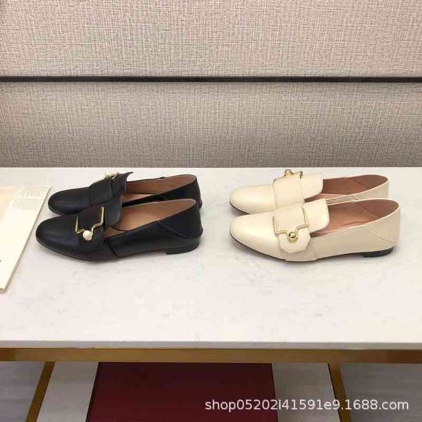 

dress shoes early spring lefu shoes women's cowhide shallow mouth step heel lazy steel ball square buckle flat sole single english, Black