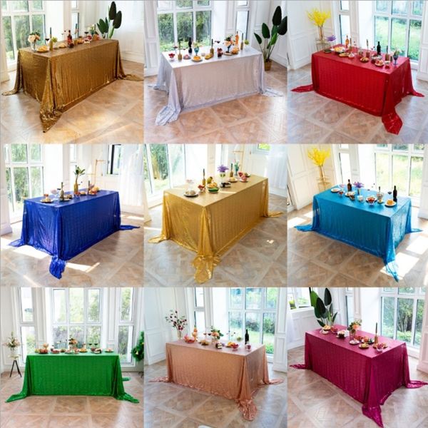1pcs Sequin Tablecloth Glitter круглый прямоугольный золотой стол ткани для свадебного украшения вечеринка Банкет Home Decor Support Custom D220618