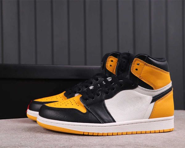 

basketball shoes boots jumpman 1 high og yellow toe black taxi white sneakers