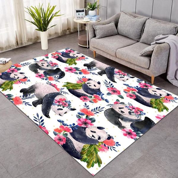 Tapetes de panda fofos para quartos meninos gilrs carpetes não deslizantes desenhos animados brincam tapete de estar de animal de estar de animal tapis salão 122x183Carpets