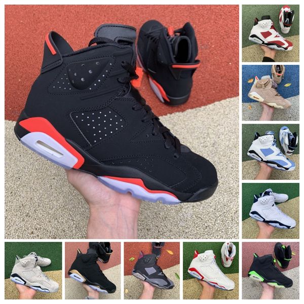 

6 retro black infrared basketball shoes mens 6s travis british khaki mint foam unc white dmp midnight navy georgetown metallic silver electr