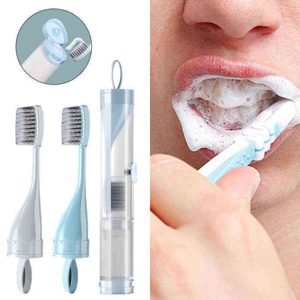 

toothbrush soft travel toothbrush set innovative 2 in 1 disposable folding toothpaste design 0312