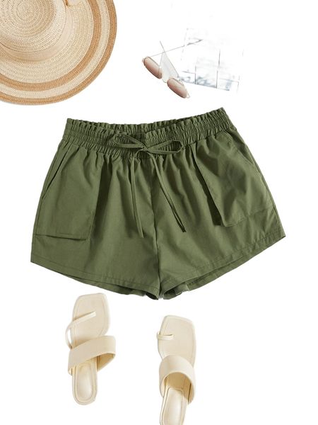 

plus tie waist slant pocket shorts d9ij#, Black
