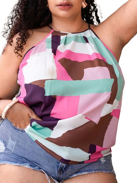 

plus color block halter e6yt#, Black