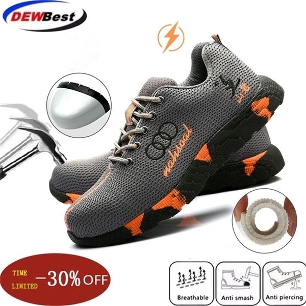 

steel toe safety men women breathable mesh industrial & construction puncture proof work boots shoes protective footwear y200915, Black;brown