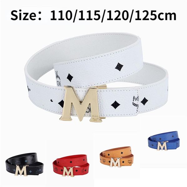 

2022 famous brand designer fashion letter m buckle men's waist belt classic luxury whole man/boy black white 230t, Black;brown
