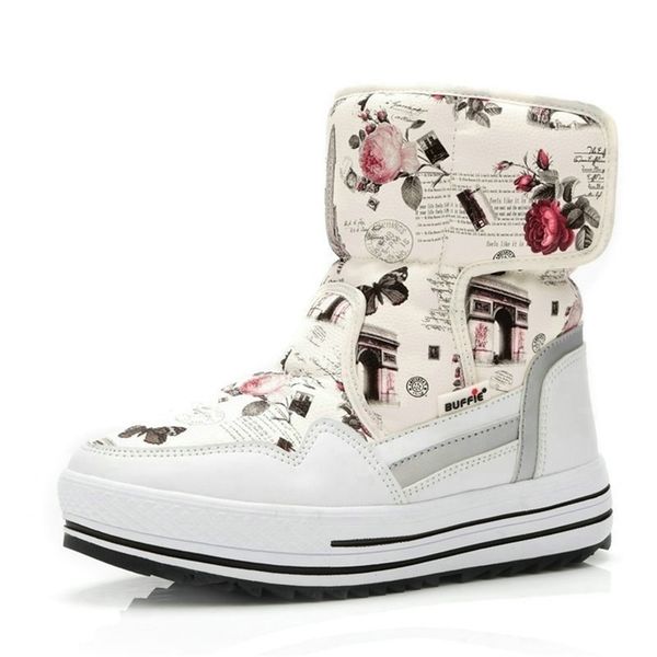 

boots woman shoes winter female warm fur waterresistant upper plus size fashion nonslip sole new style snow boot 201028, Black