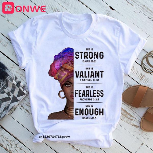 

black queen she is strong t shirts print t-shirt valiant enough funny 90s drop ship, White