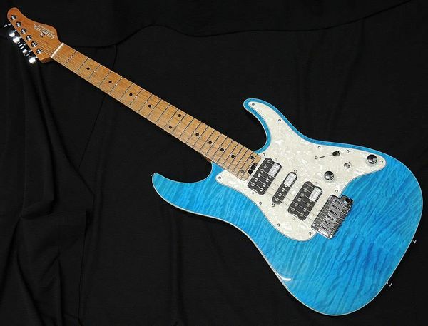 

new schecter sd-2-24-vtr-fm/ilb/rm indigo light blue electric guitar