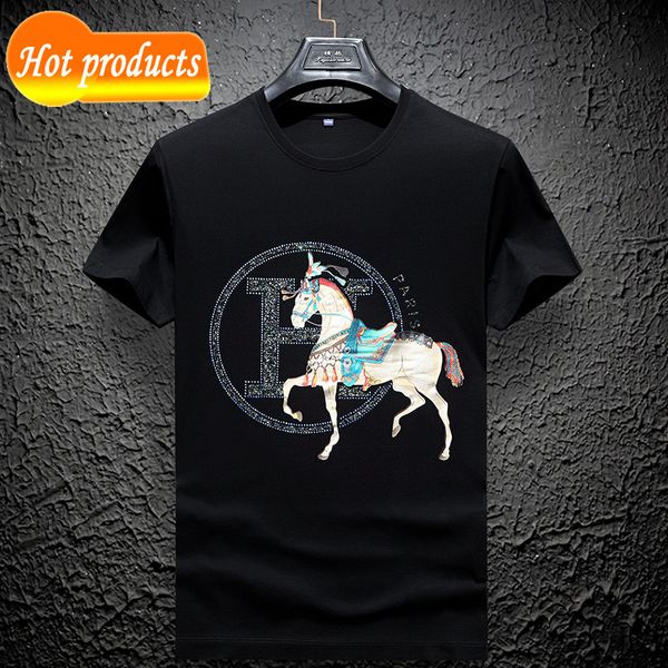 

factory direct selling tide brand clothes wholesale summer slim fit skin friendly t-shirt fashion half sleeve, White;black