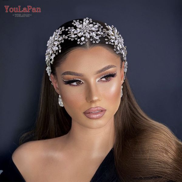 

youlapan hp451 bridal headdress flower headband wedding rhinestone bride tiara princess crown women hair accessories for party, Silver