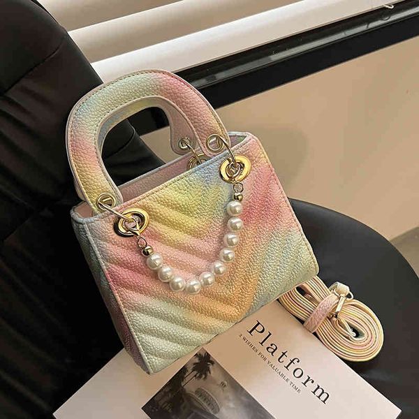 

net red 2022 new spring tide korean version versatile messenger pearl chain fashion portable one shoulder princess bag luxury designer