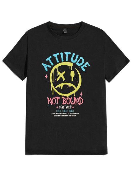 

men slogan & cartoon graphic t-shirt r0dv#, White;black