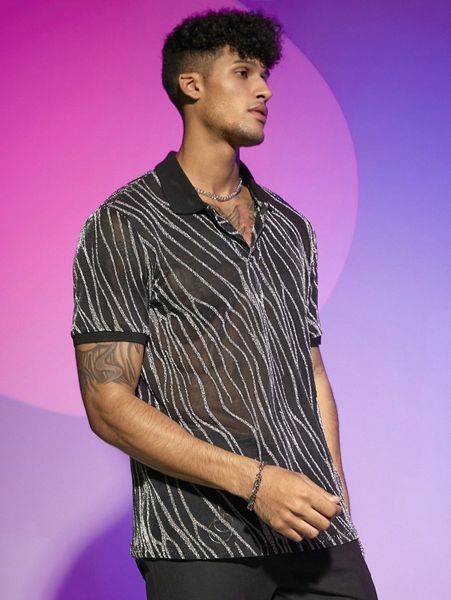 

men zebra striped polo shirt w8zc#, White;black