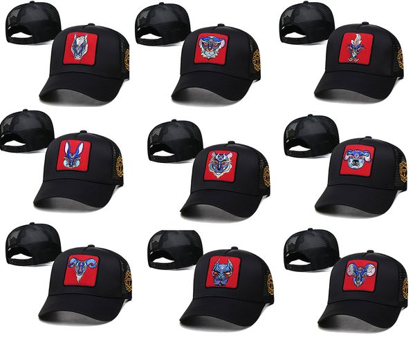 

2022 men's twelve chinese zodiac signs baseball caps men hip hop hat yakuda local boots online store animal snapbacks caps men, Black;white