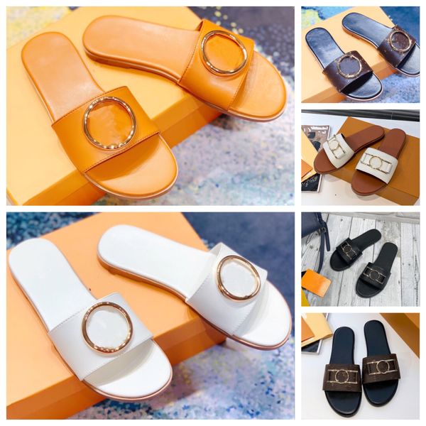 

designer women sandals horsebit flat mule casual fashion orange bright color summer slippers low heel slides flip flops womens office commut, Black