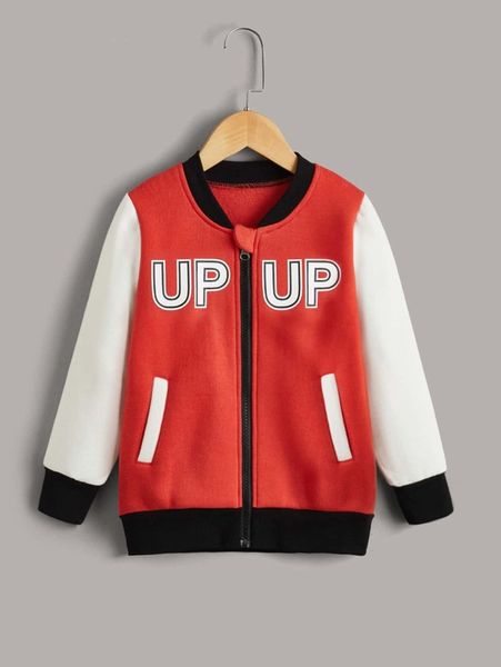 

toddler boys color block letter graphic zipper bomber jacket she, Blue;gray
