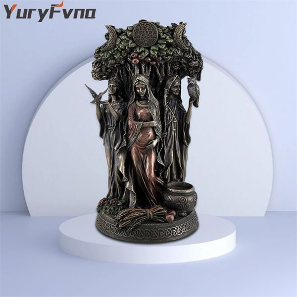 YuryFvna 16 cm Harzstatue Griechenland Religion Keltische Dreifache Göttin Jungfrau Mutter und die alte Frau Skulptur Figur 220329
