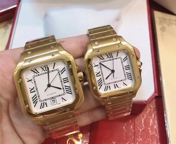 

square new watches 40mm geneva genuine mechanical watches case and bracelet fashion mens male wristwatch ca022, Slivery;golden