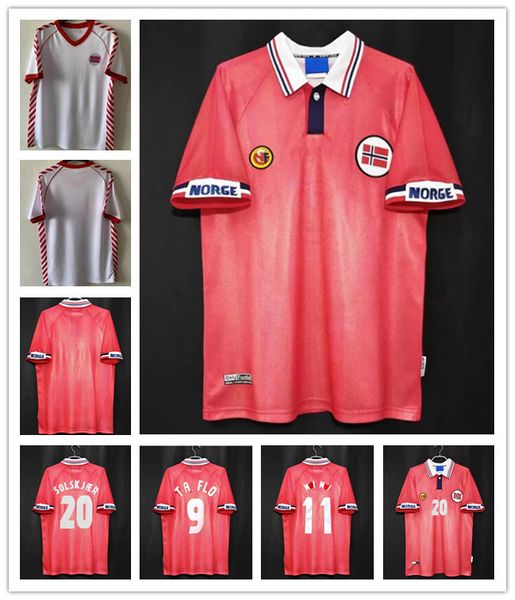 

1984 1998 retro soccer jersey home red 84 98 99 00 norge tore andre flo berg solskjaer bjornebye ronny johnsen norwegia 1999 vintage classic, Black;yellow