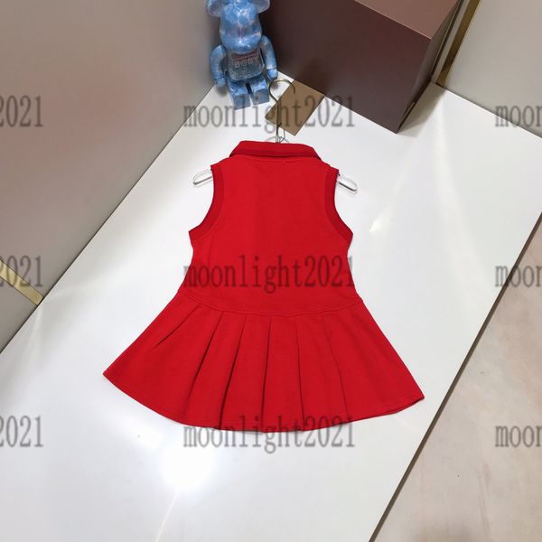

newly girls cotton pleated sleeveless dress 2022ss summer vest skirts cross zipper decoration red color brand designer dresses size high-end, Red;yellow