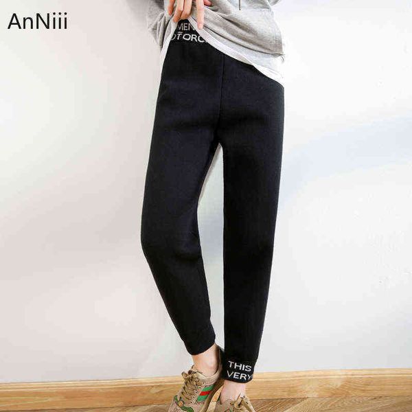 

pantalones de chndal coreanos para mujer pantaln harn punto otoo e invierno oficina con bolsillos cmodos y rectos 221225, Black;white