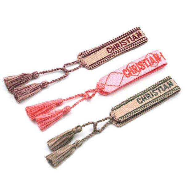 

brand fashion classic bangles bracelets luxury women men handmade signature embroidered woven tassel adjustable bracelet jewelry friendship, Black