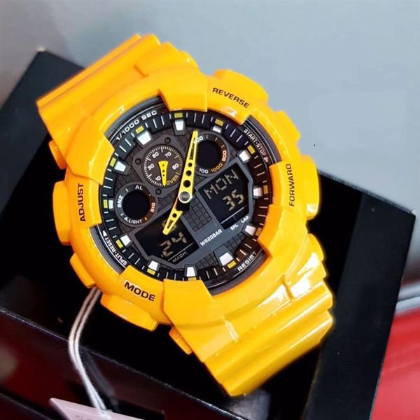 

men's quartz sports digital watch led dual display auto raise hand light world time waterproof and shockproof289s, Slivery;brown