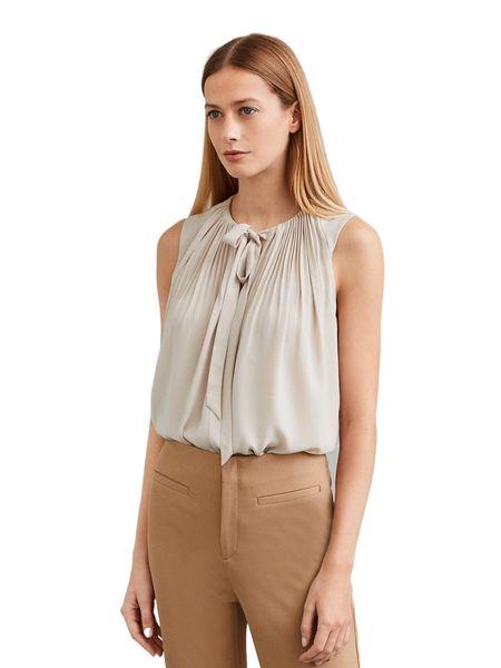 

motf premium gathered tie-neck 37sr#, White