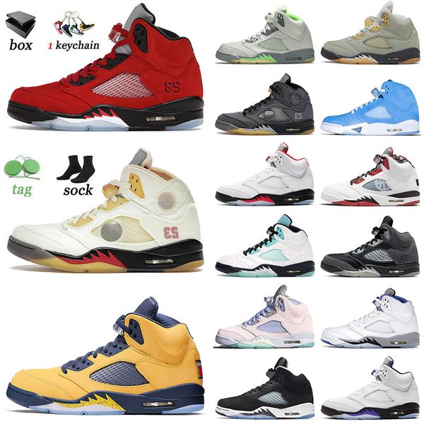 

og jumpman 5 5s v raging bull basketball shoes off sail men women michigan ice blue metallic gold what the anthracite outdoor sneakers size, White;red