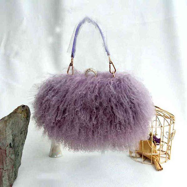 HBP Bolsa de l￣ de l￣ de l￣ Real Bolsa de ombro de l￣ de l￣ Handies Fashion Fashion Mongolian Sheep Fur Holdbags 220809