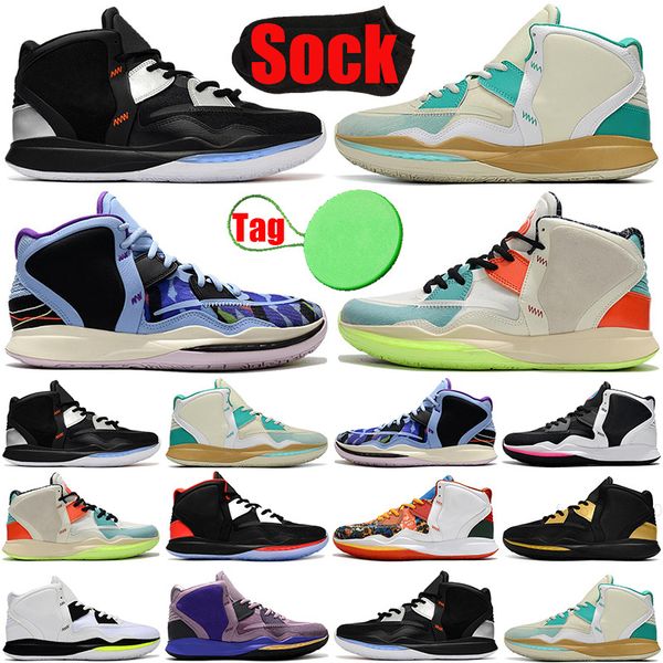 

with sock tag kyrie 8 mens basketball shoes fire and ice keep sue fresh aluminum men trainers sports sneakers runners size 40-46 newest