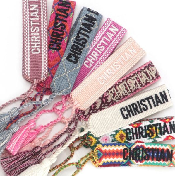 

fashion classic brand jewelry bangles women men handmade cotton signture embroidery bracelet designer woven bangle fabrics luxury bracelets, Black