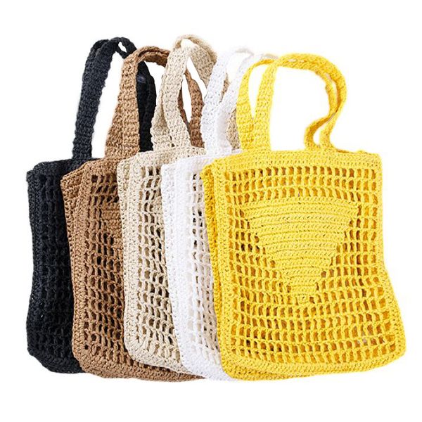 

luxurys designer womens raffia drawstring knitting tote bag straw shopping bag for women large capacity handbag lady fashion travel street t