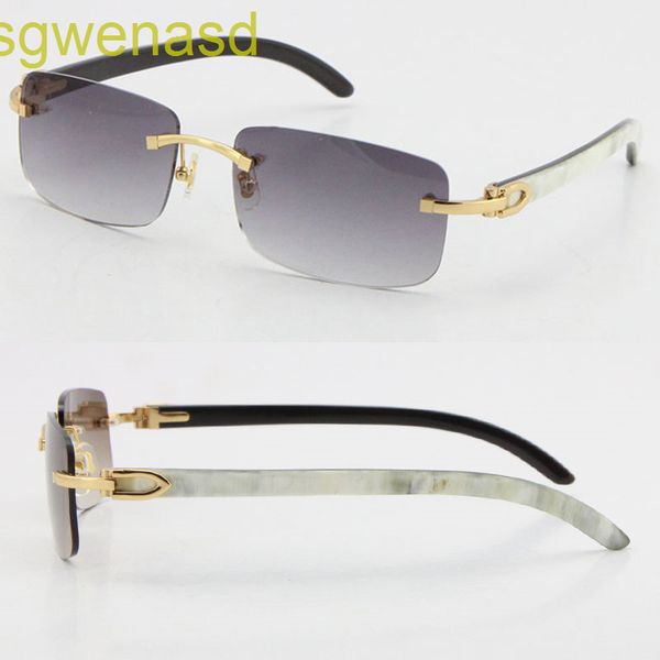 

wholesale selling style 8200757 sunglasses original genuine natural black and white vertical stripes buffalo horn rimless 8200758 male, White;black